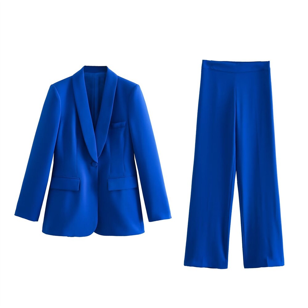 Terno Feminino Alfaiataria Blazer e Calça Azul – PURALICE